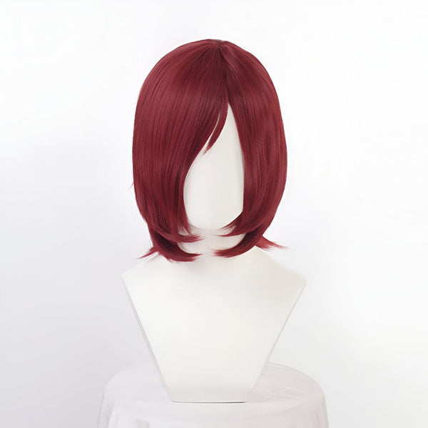Perruque rouge foncé courte et lisse pour cosplay Naruto.
