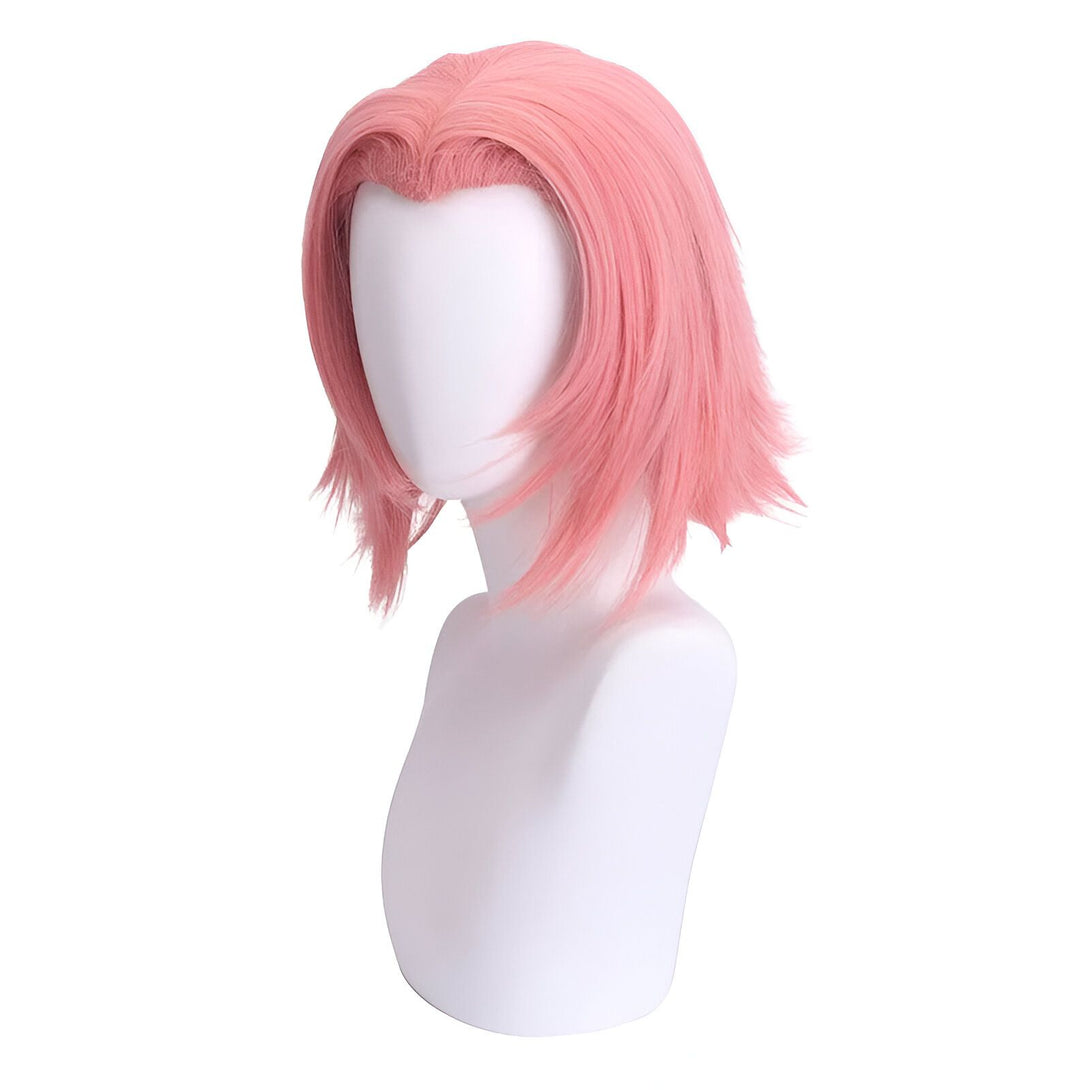 Perruque rose pour cosplay, idéale pour les fans de Naruto.