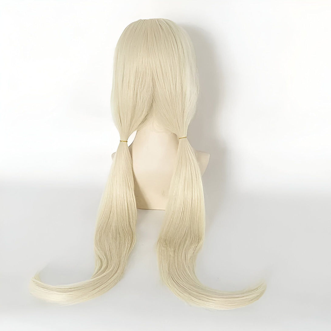 Perruque blonde en deux queues de cheval, idéale pour les cosplays de Naruto.