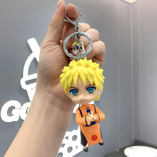 Porte-clés Naruto avec figurine de Naruto en tenue orange.