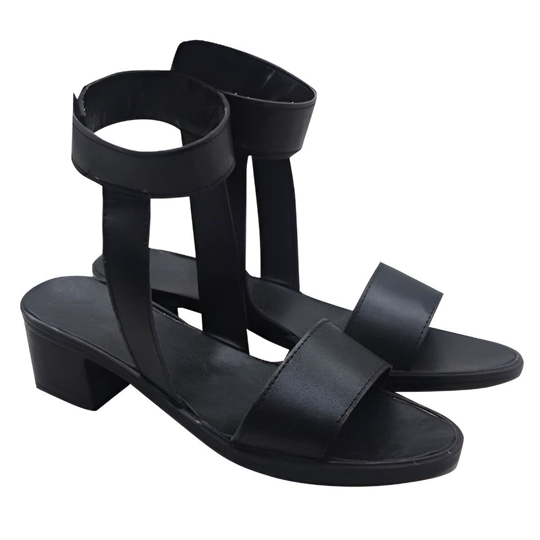 Sandales noires à talon, inspirées des chaussures de Naruto, parfaites pour les fans de l'anime.