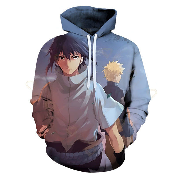 Sweat à capuche Naruto avec un motif imprimé de Sasuke et Naruto.