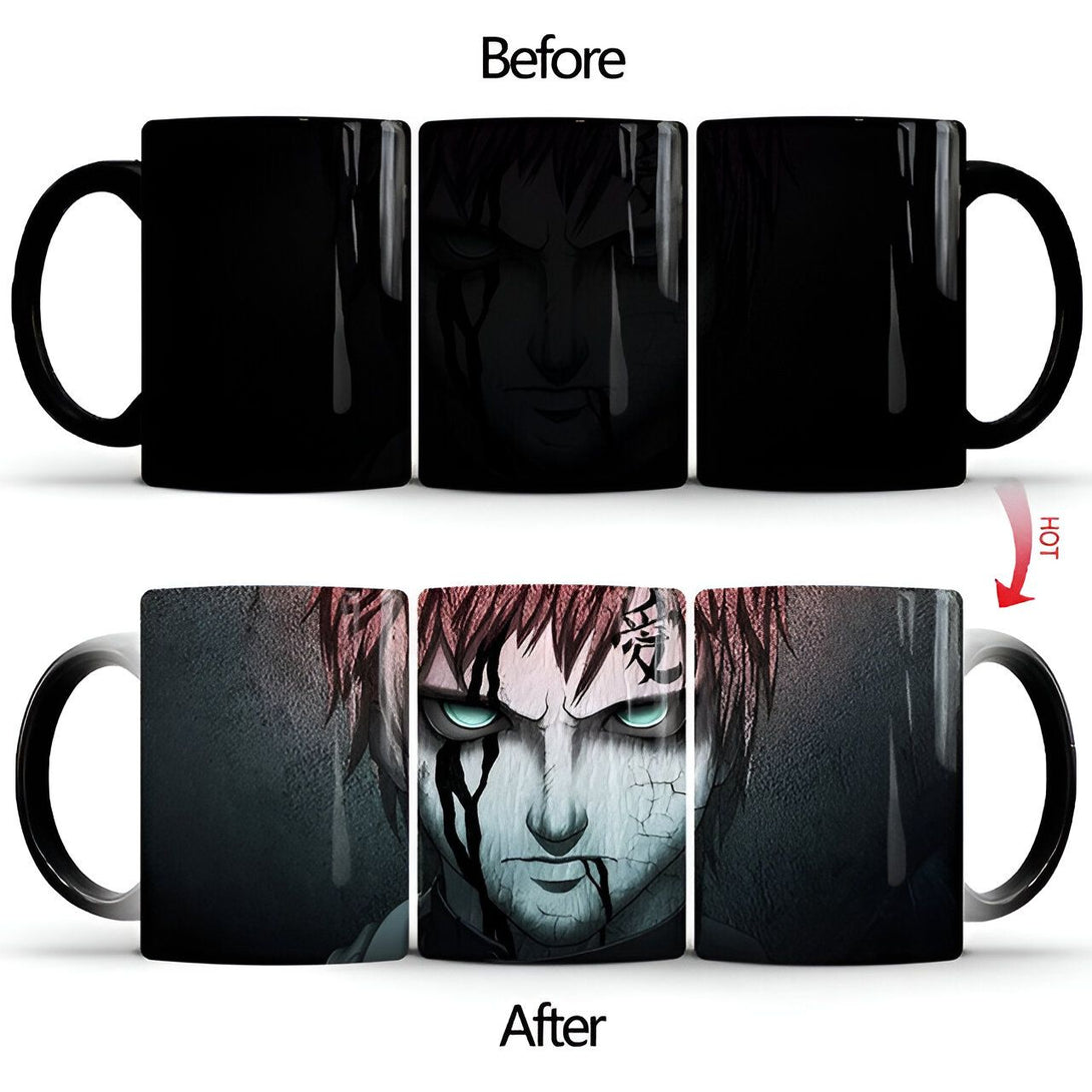 Mug magique Naruto avec l'image de Kakashi Hatake qui apparaît quand le mug est rempli de boisson chaude.
